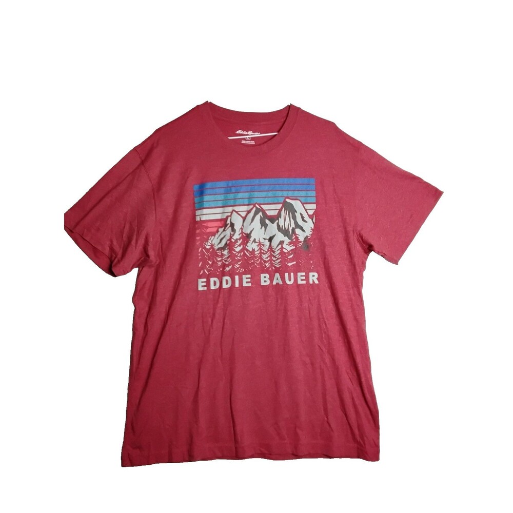 Eddie Bauer Shirt Mens Extra Large Red Mountain Graphic Tee Hiking Outdoor Top